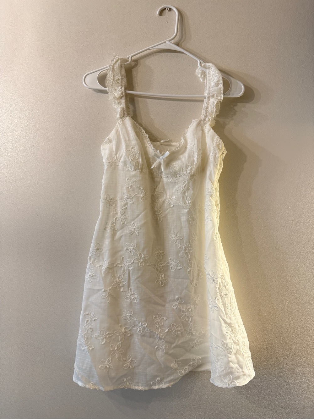 No Boundaries White Lace-Embroidered Mini Dress